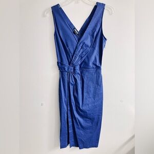 Women’s Sleeveless V Neck Faux Wrap Dress, Size 0,
Blue, DKNY